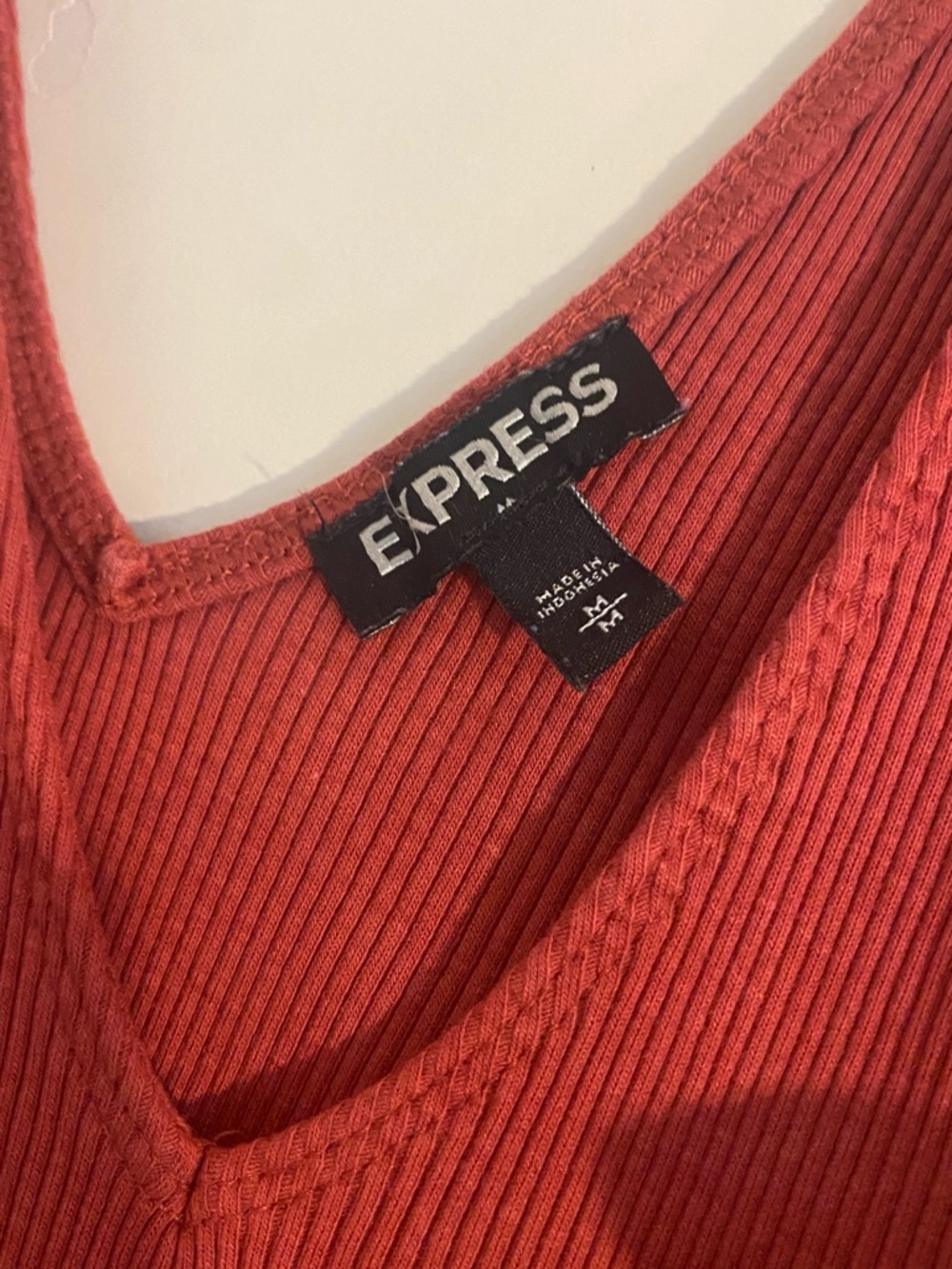 Express Rust Red Ribbed V-Neck Tank - Picture 3 of 3
